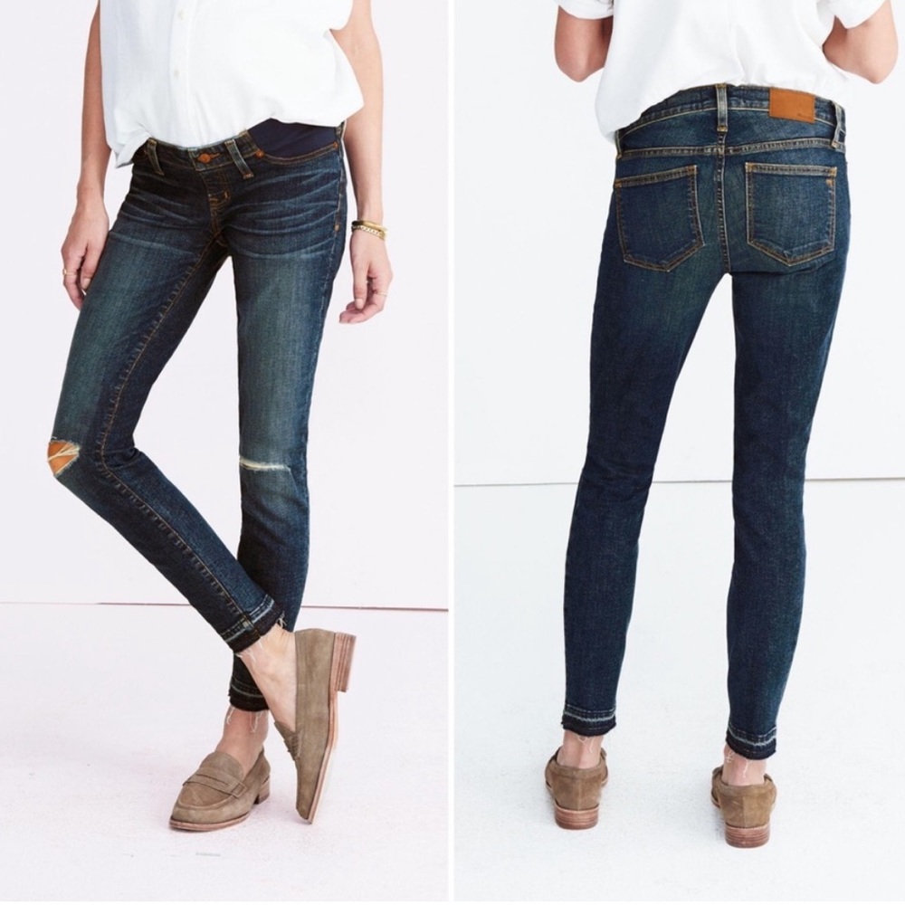 Madewell Maternity Skinny Jeans Drop Hem Lorelei Wash Sz 28